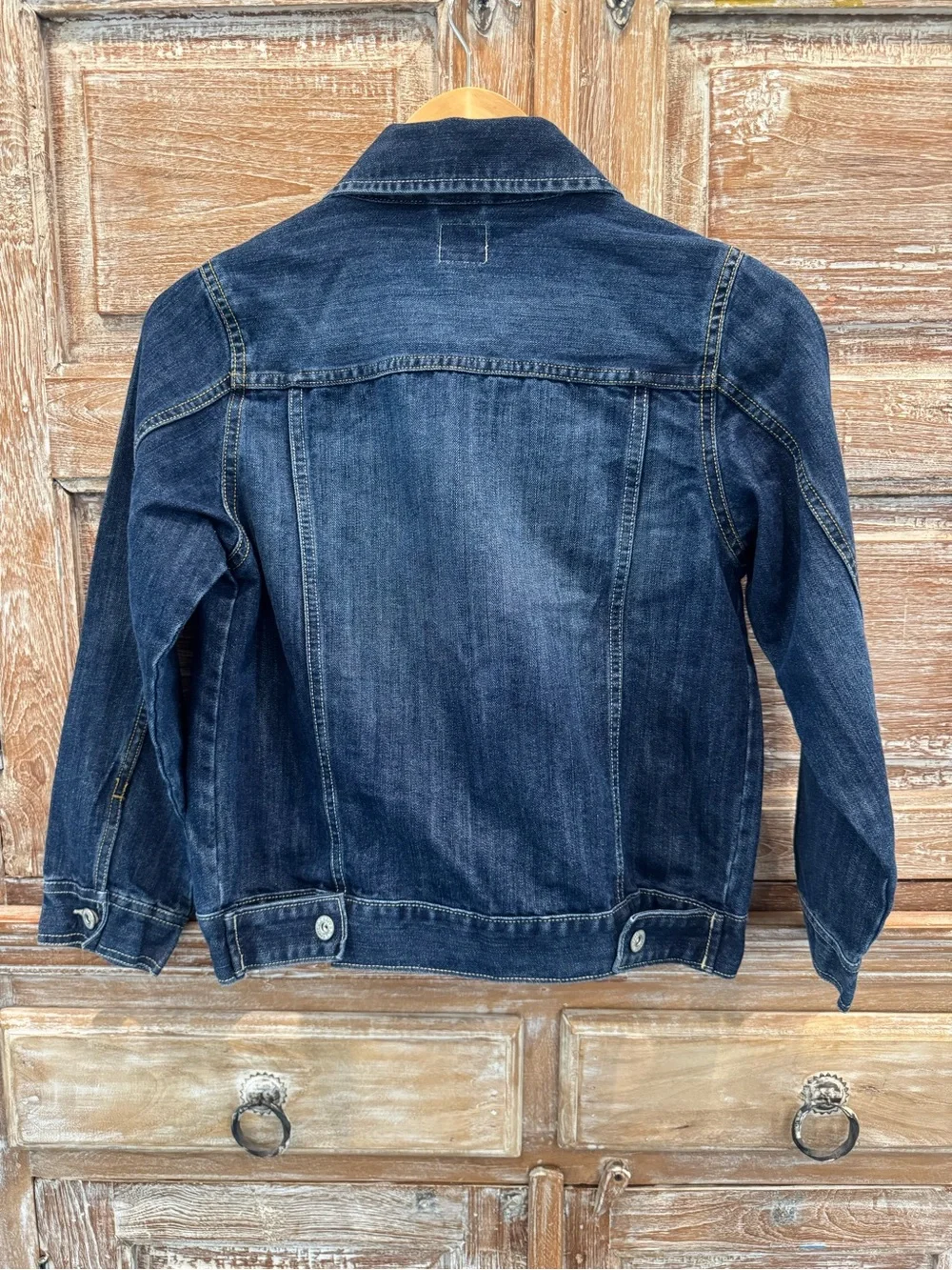 Old Navy Girls Large Denim Jean Jacket Dark Wash Classic Trucker Back to School